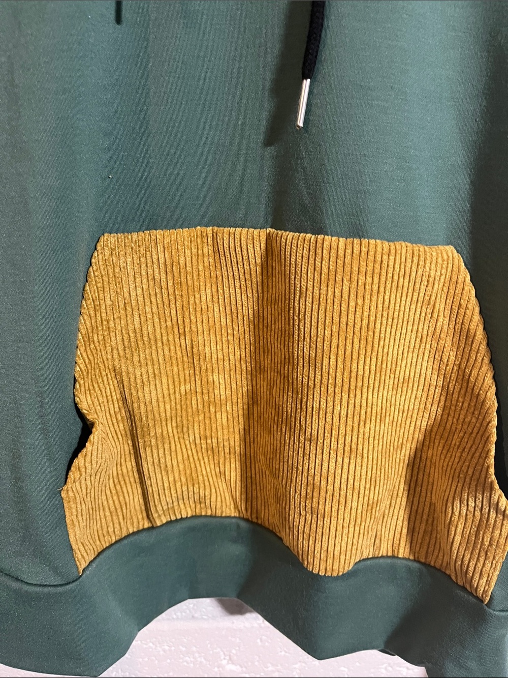Romwe Hoodie with Corduroy Accent Pocket and Hood - Picture 4 of 5